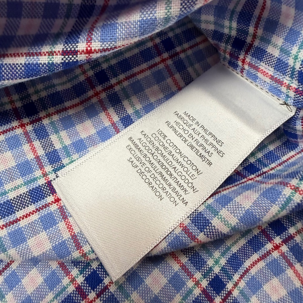 Ralph Lauren Mens 2XLT Plaid Button Down Shirt Blue White Red Long Sleeve Cotton - Picture 8 of 8